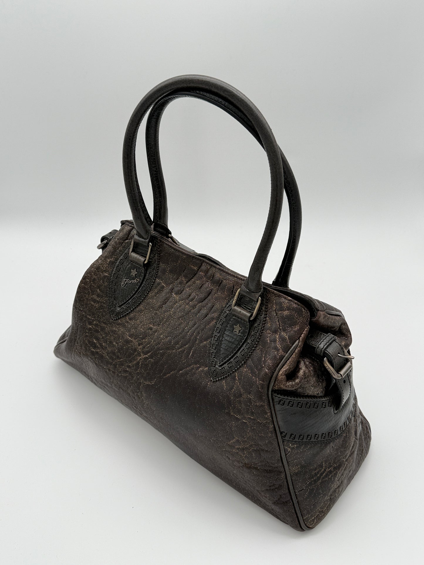 Fendi Metallic Brown Leather Bag