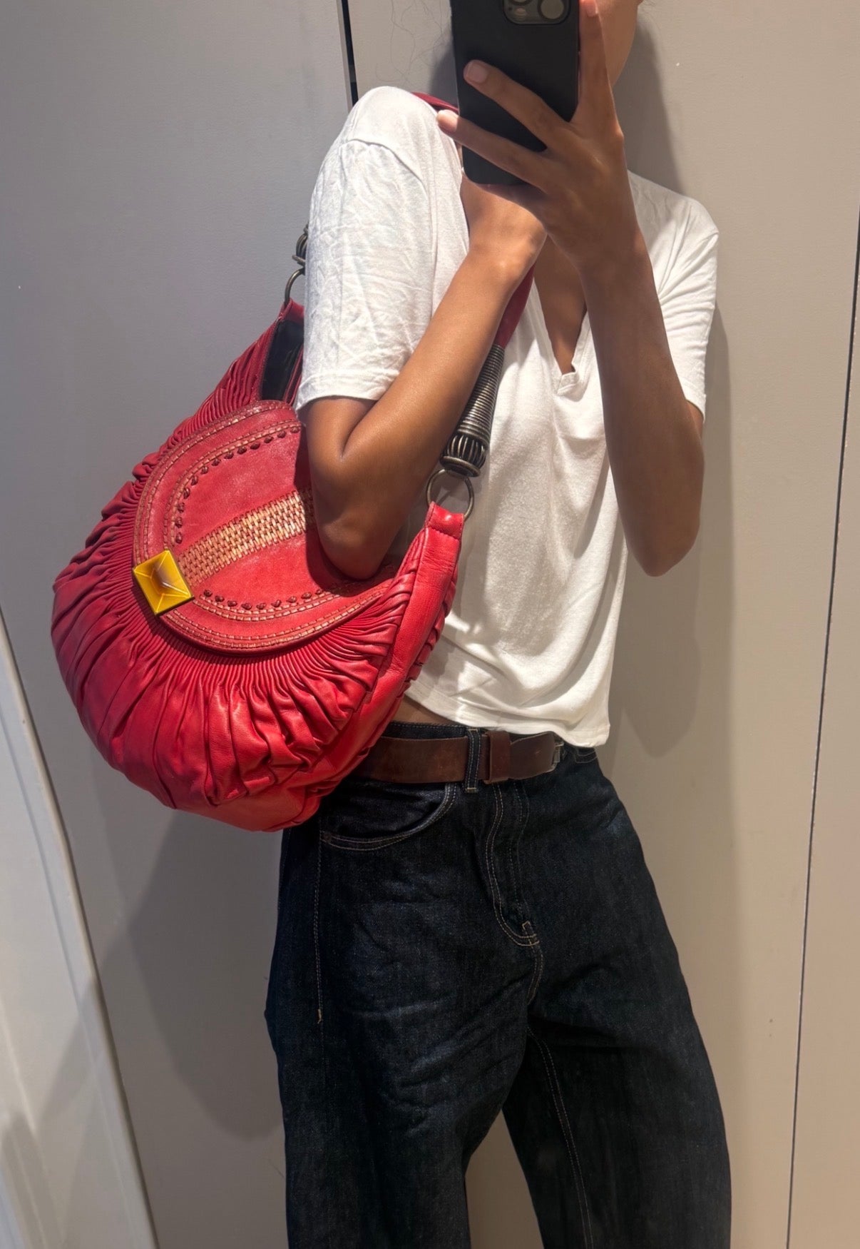 Christian Dior Fuchsia Pink Pleated Leather Shoulder Bag