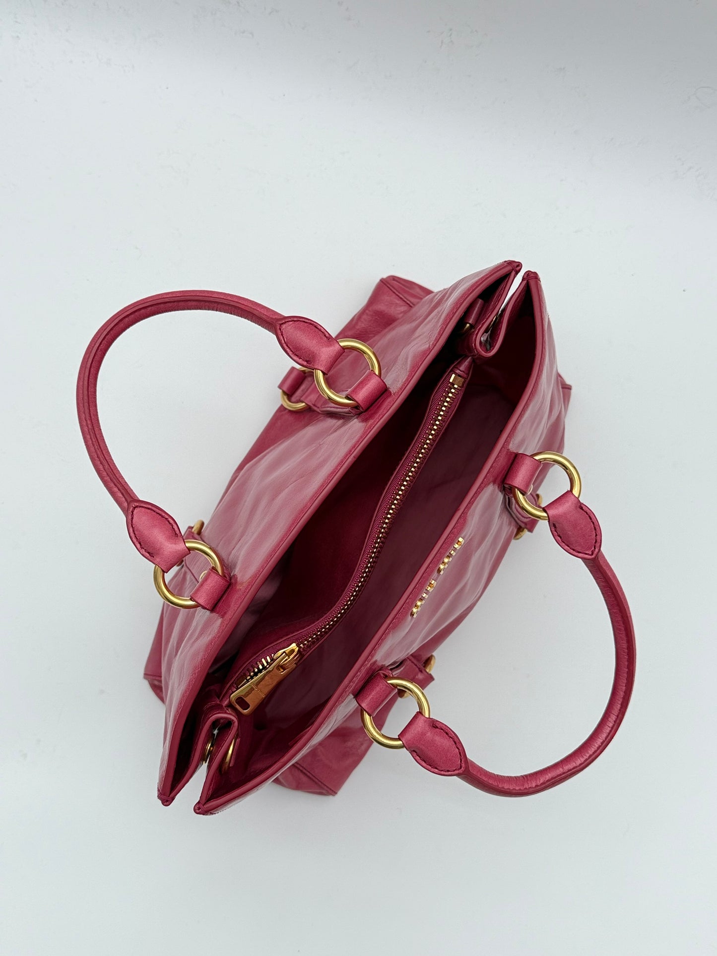Miu Miu Vitello Handbag in Peonia Pink