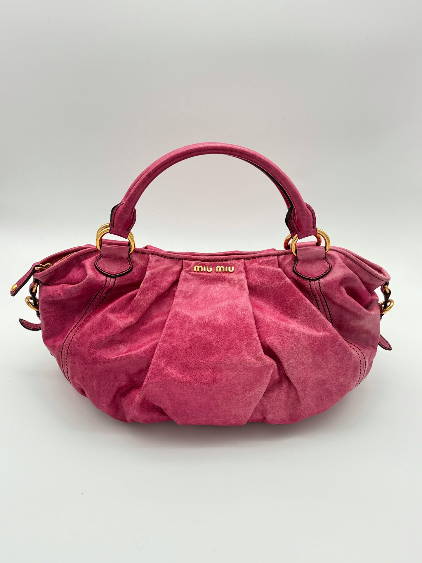 Miu Miu Archive Pink Pleated Leather Bag
