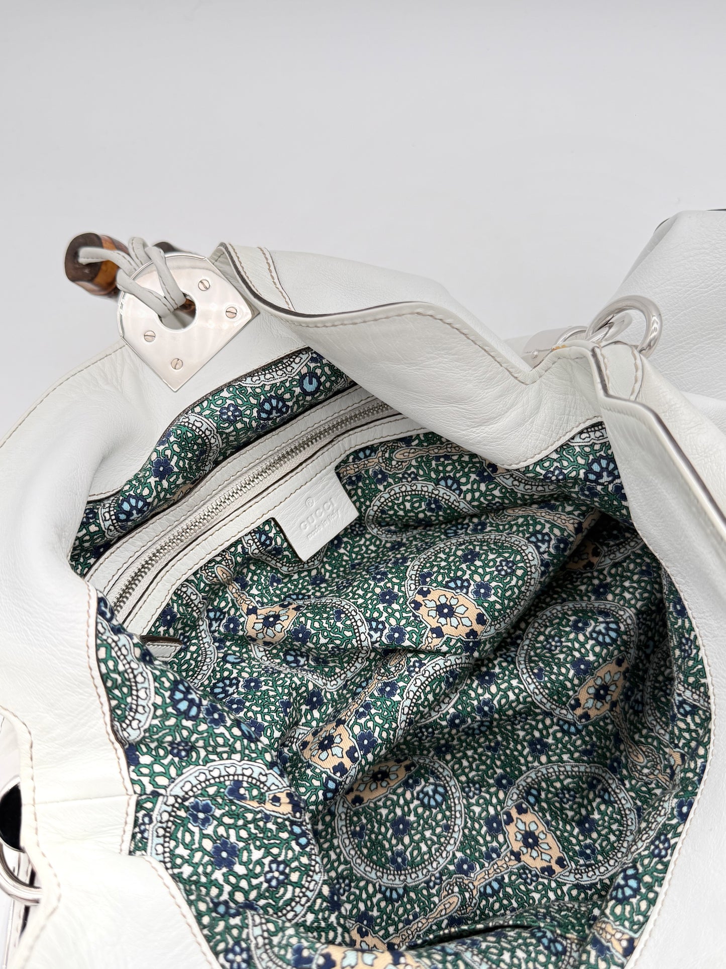 Gucci Indy Large White Leather Bag