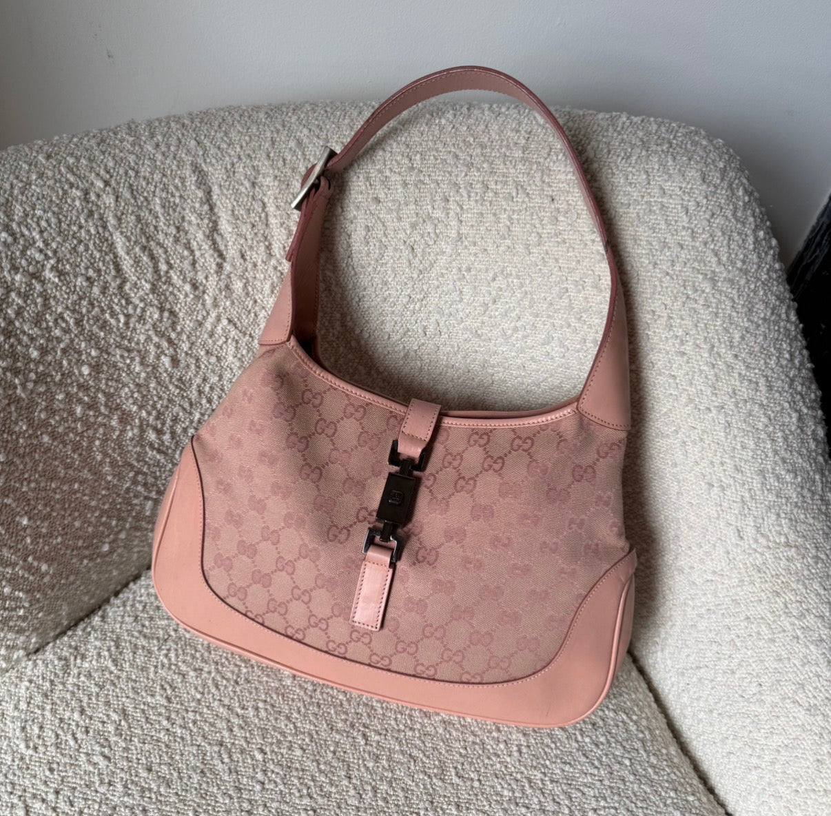 Gucci Jackie Pink GG Canvas Shoulder Bag