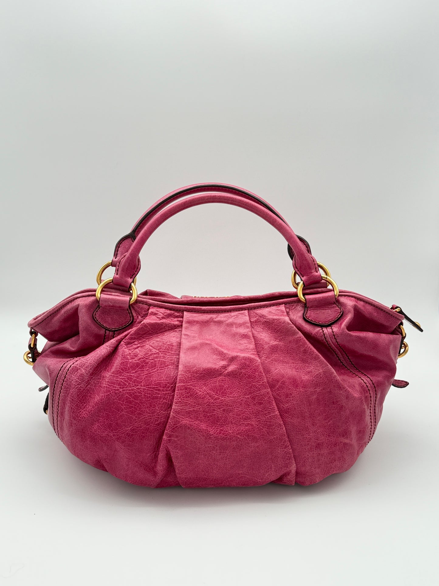 Miu Miu Archive Pink Pleated Leather Bag