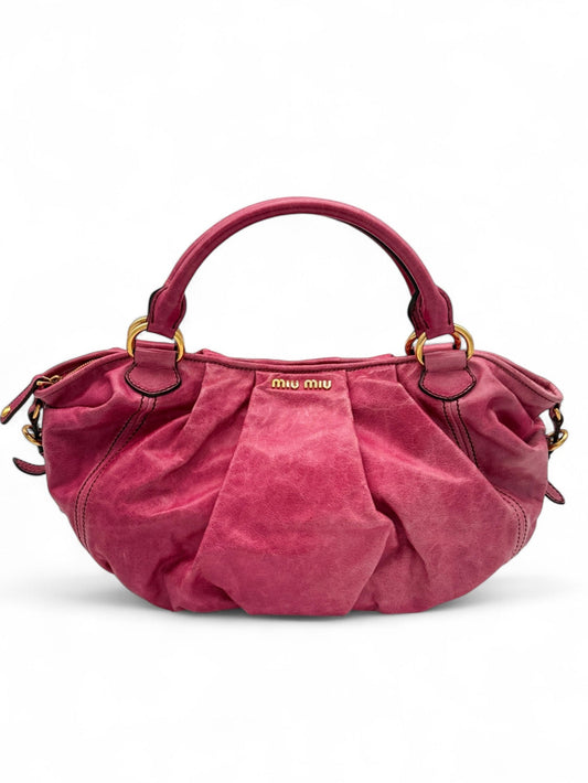 Miu Miu Archive Pink Pleated Leather Bag