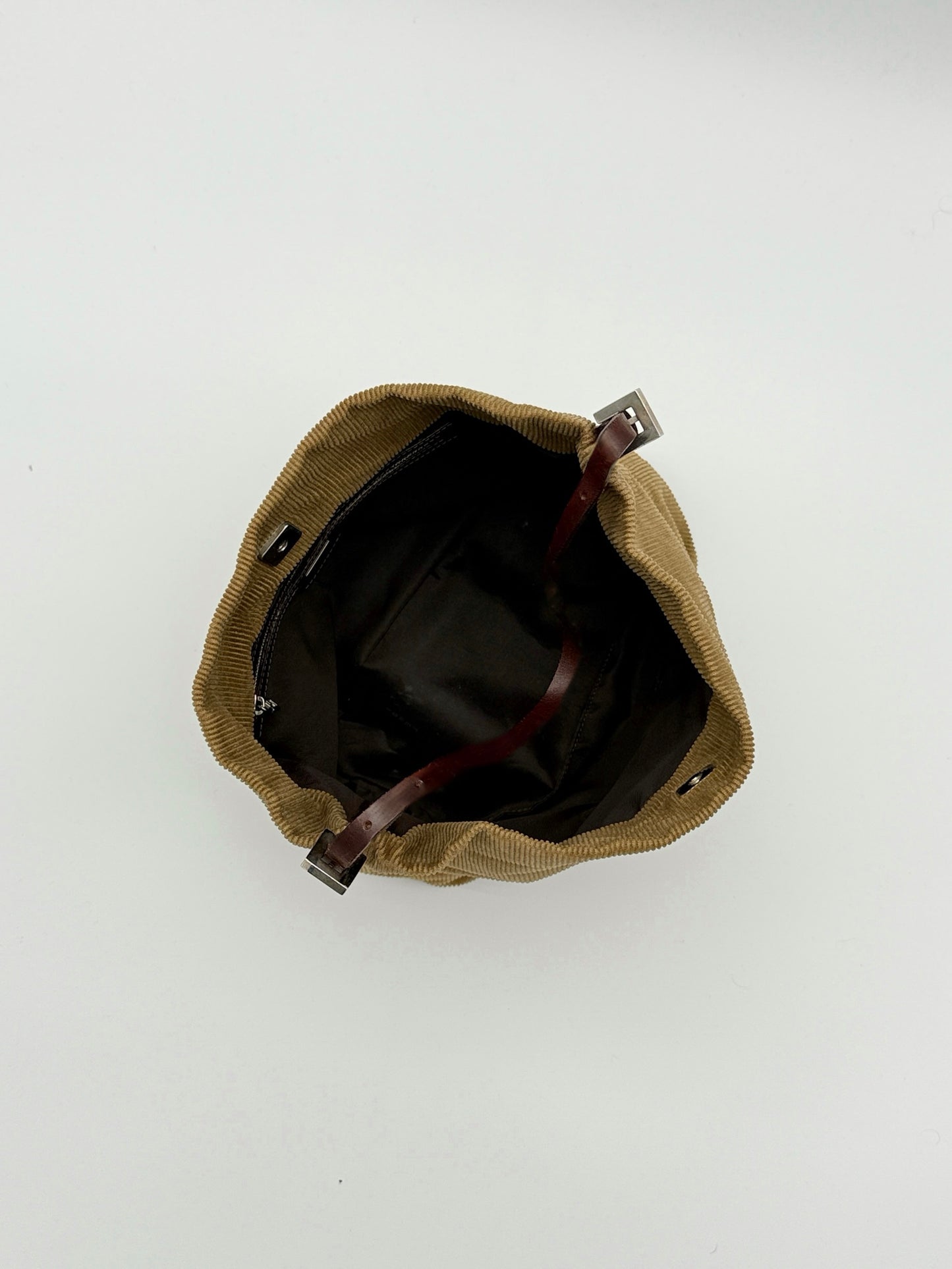 Fendi camel corduroy shoulder bag