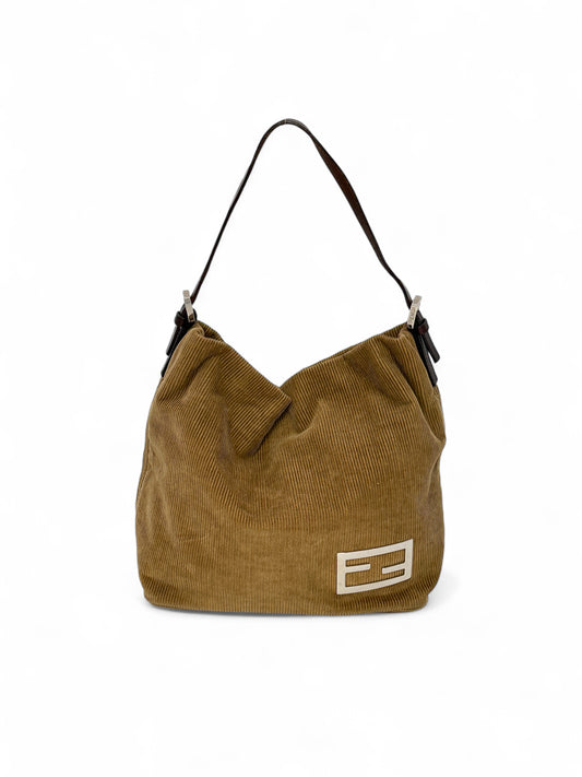 Fendi camel corduroy shoulder bag