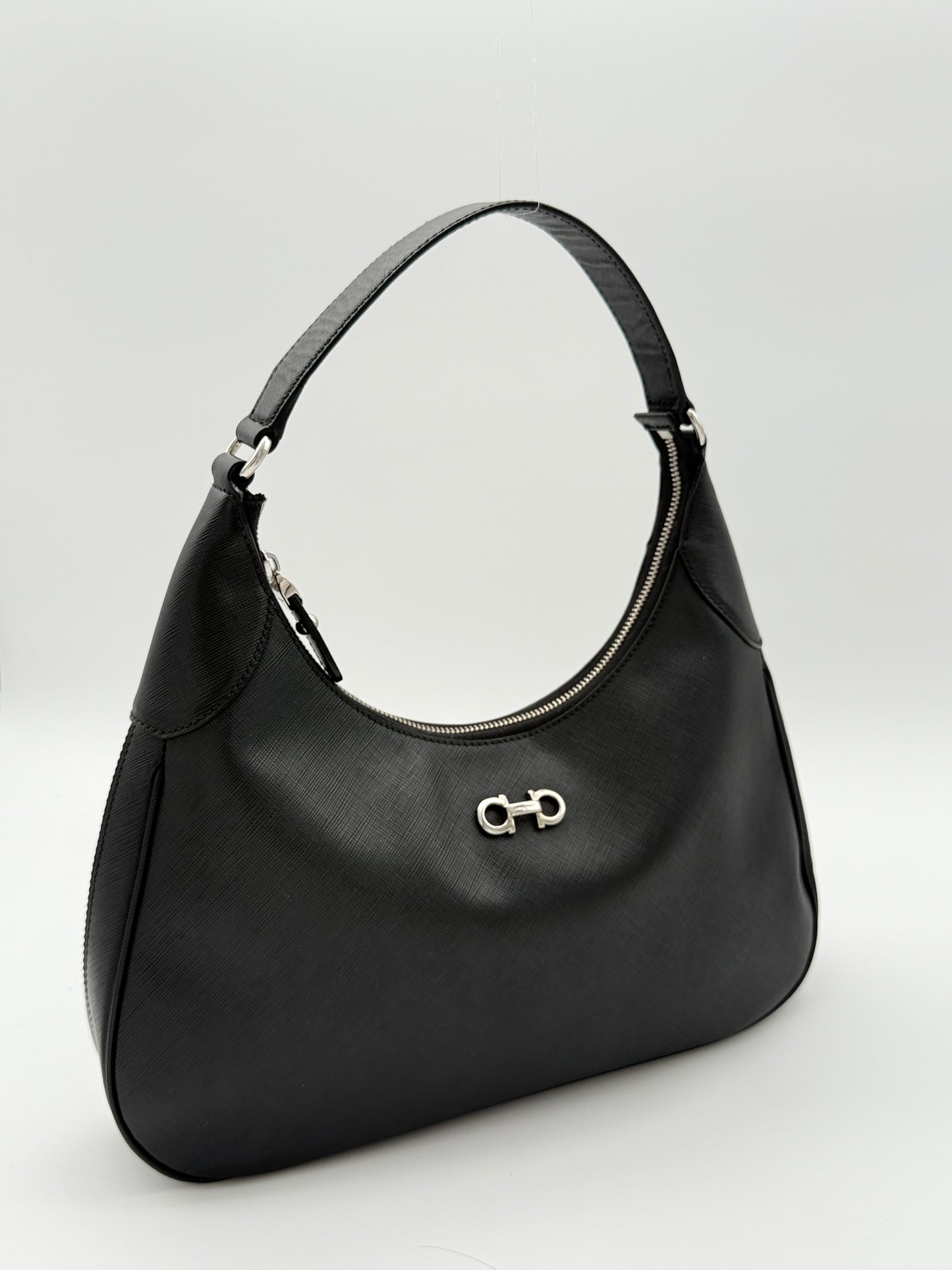 Salvatore Ferragamo Black Gancini Hobo