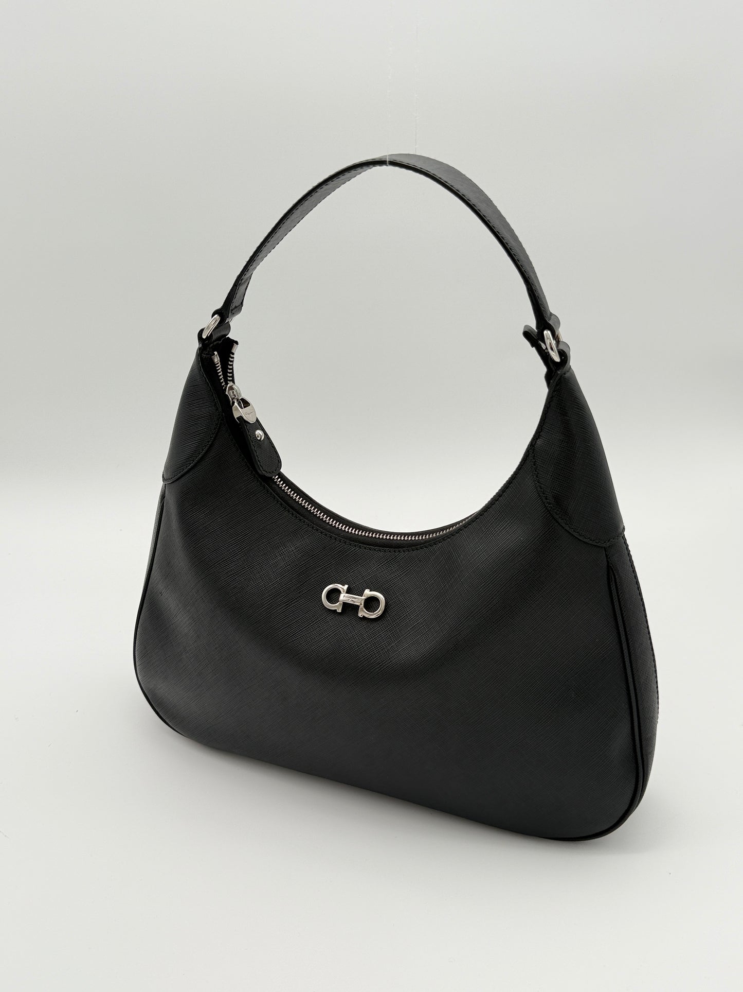 Salvatore Ferragamo Black Gancini Hobo