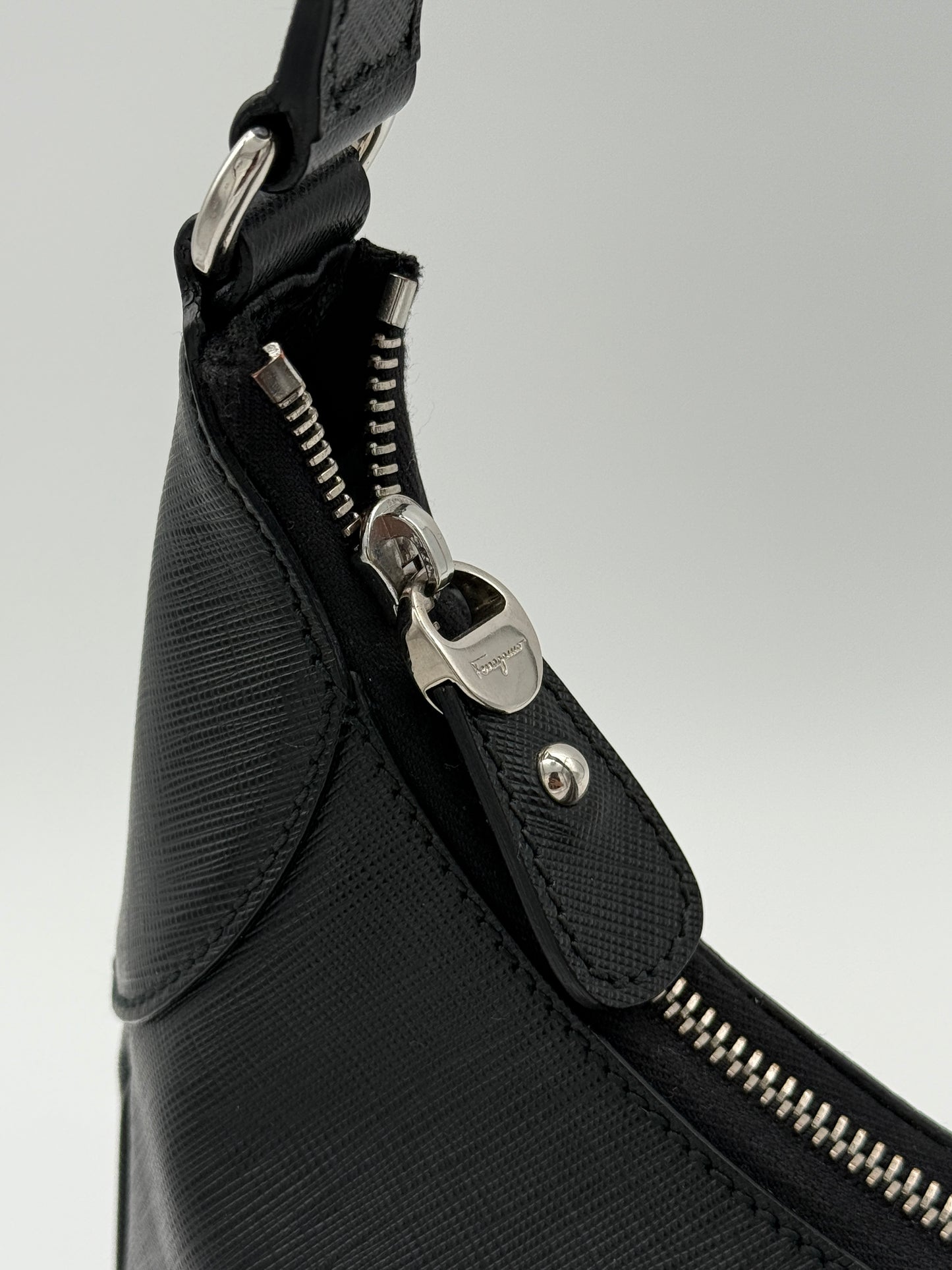 Salvatore Ferragamo Black Gancini Hobo