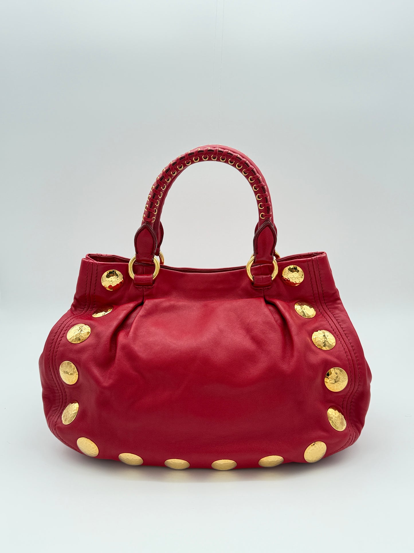 Miu Miu Red Leather Studded Bag