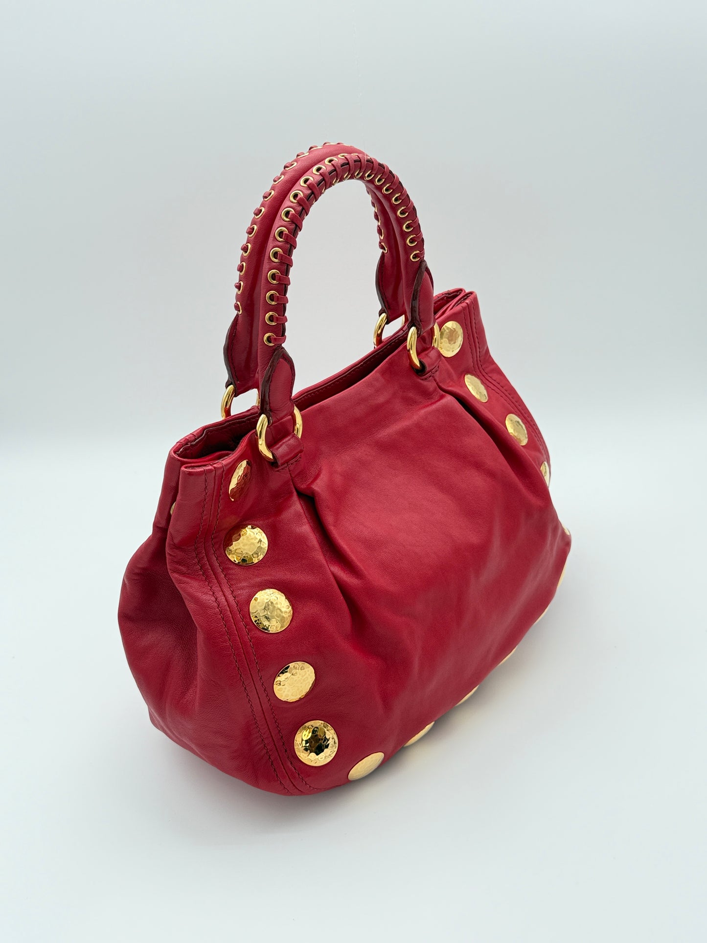Miu Miu Red Leather Studded Bag