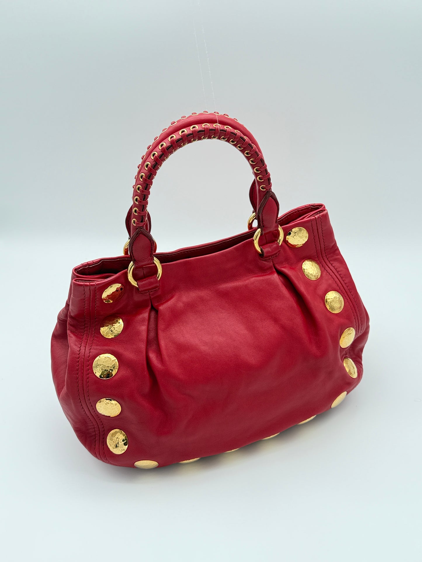 Miu Miu Red Leather Studded Bag