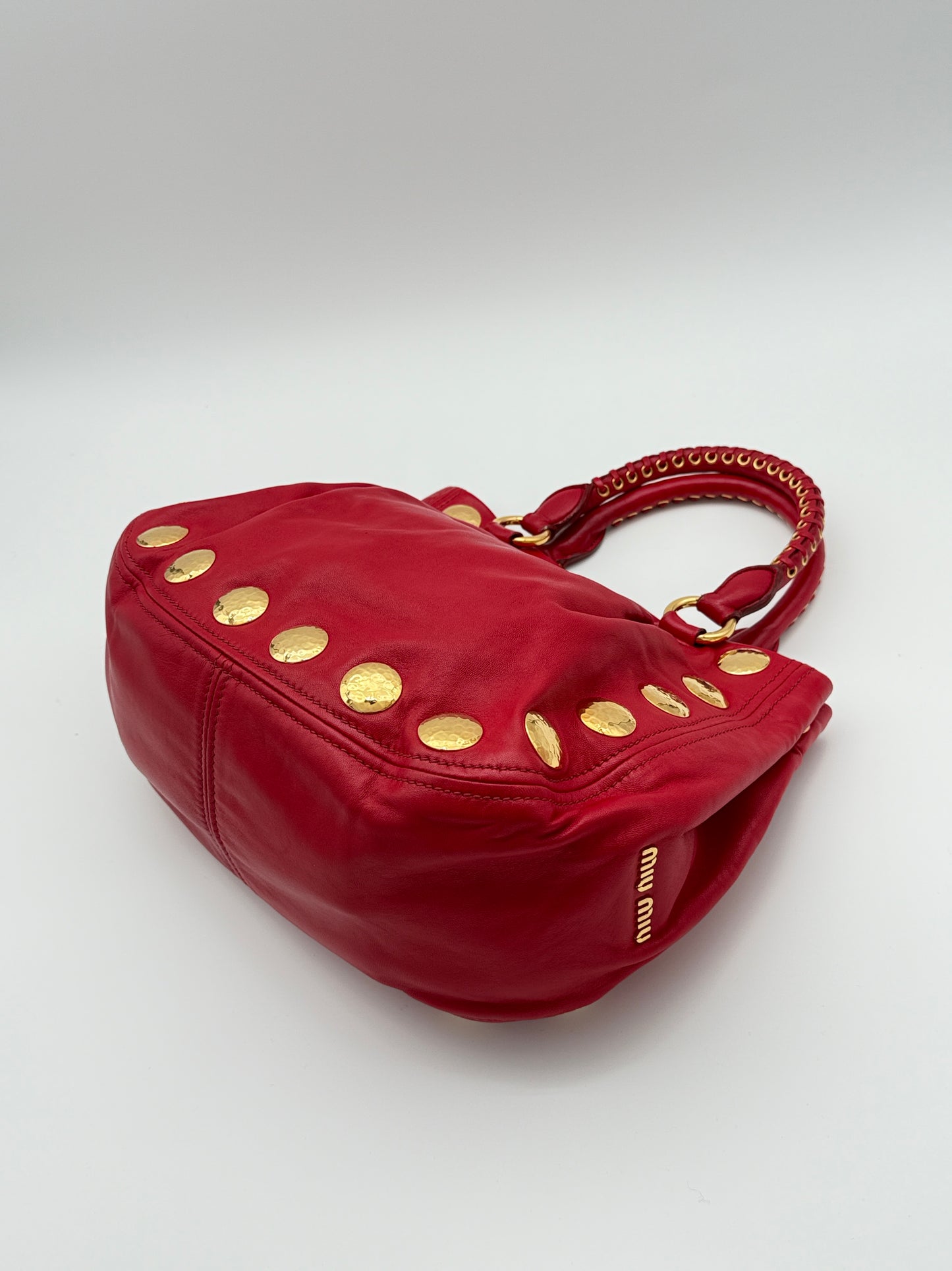Miu Miu Red Leather Studded Bag