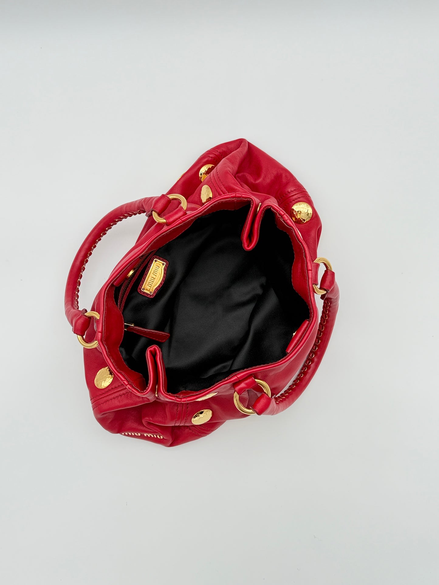 Miu Miu Red Leather Studded Bag