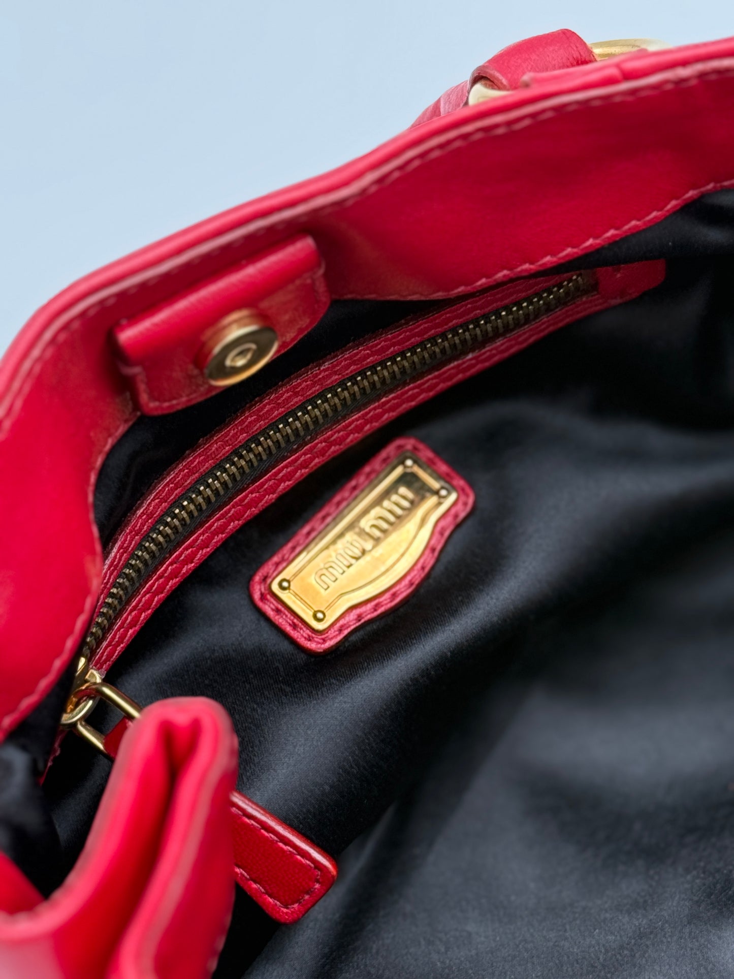 Miu Miu Red Leather Studded Bag