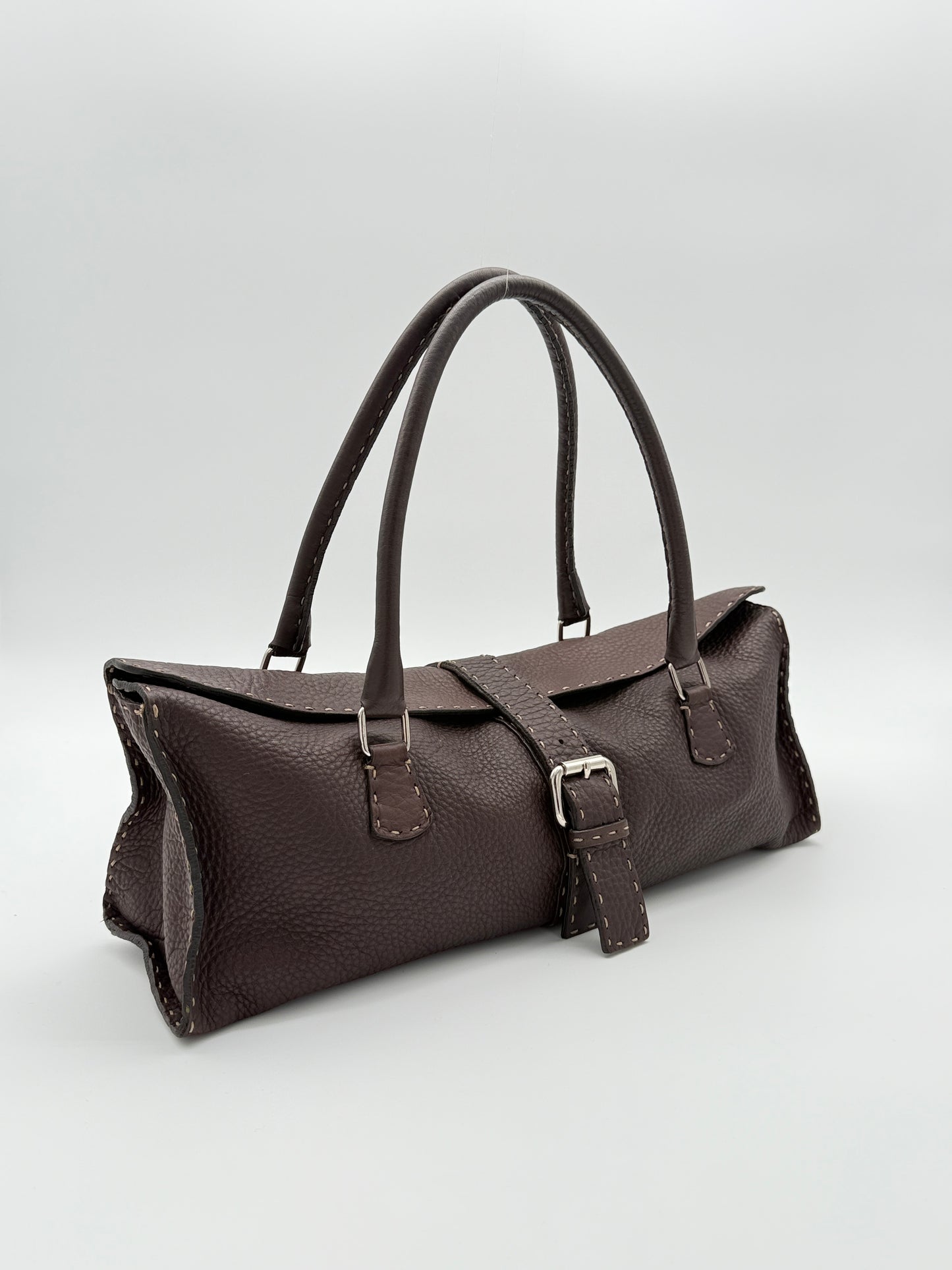 Fendi Selleria Brown Leather Baguette Bag