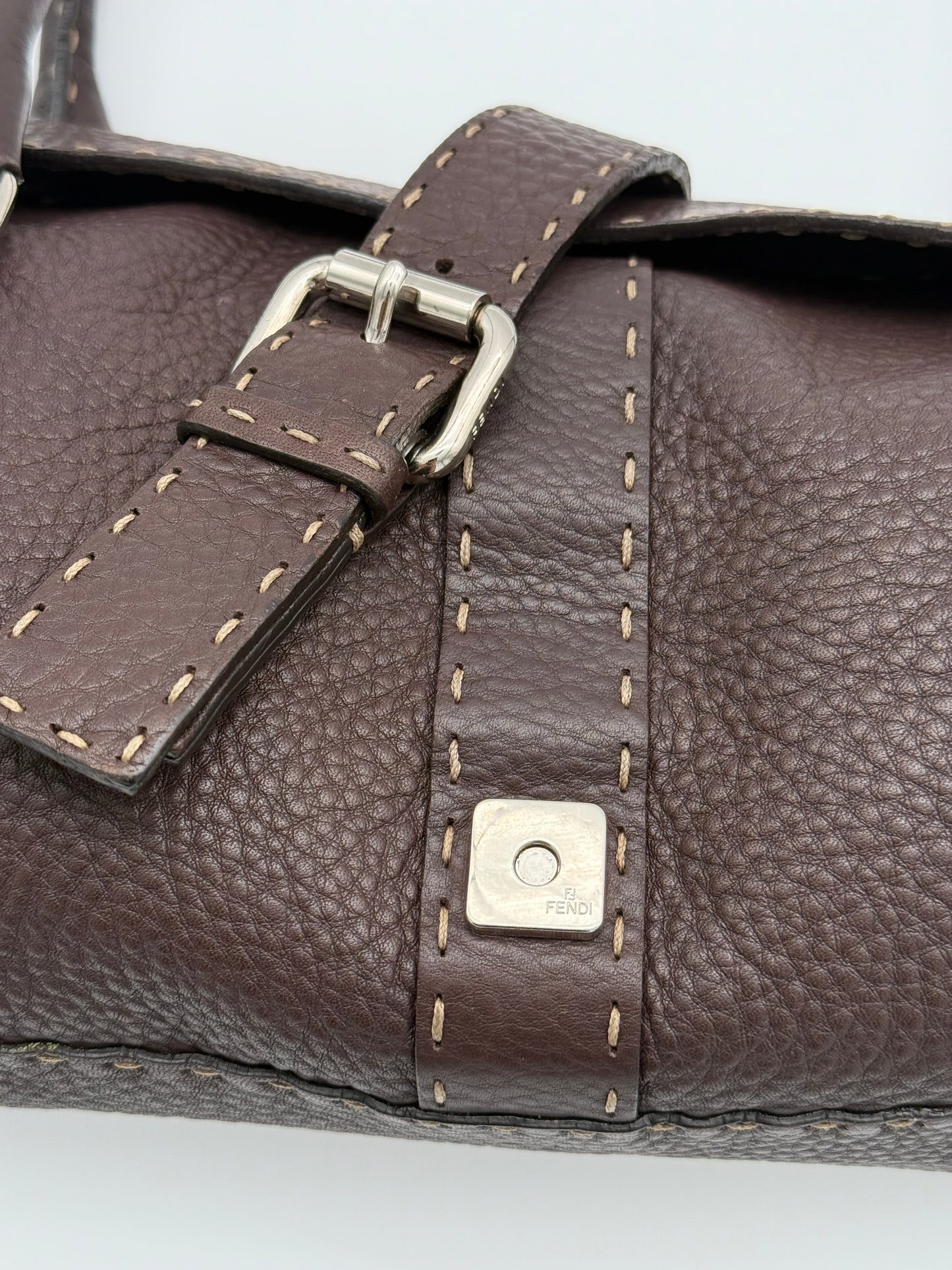 Fendi Selleria Brown Leather Baguette Bag