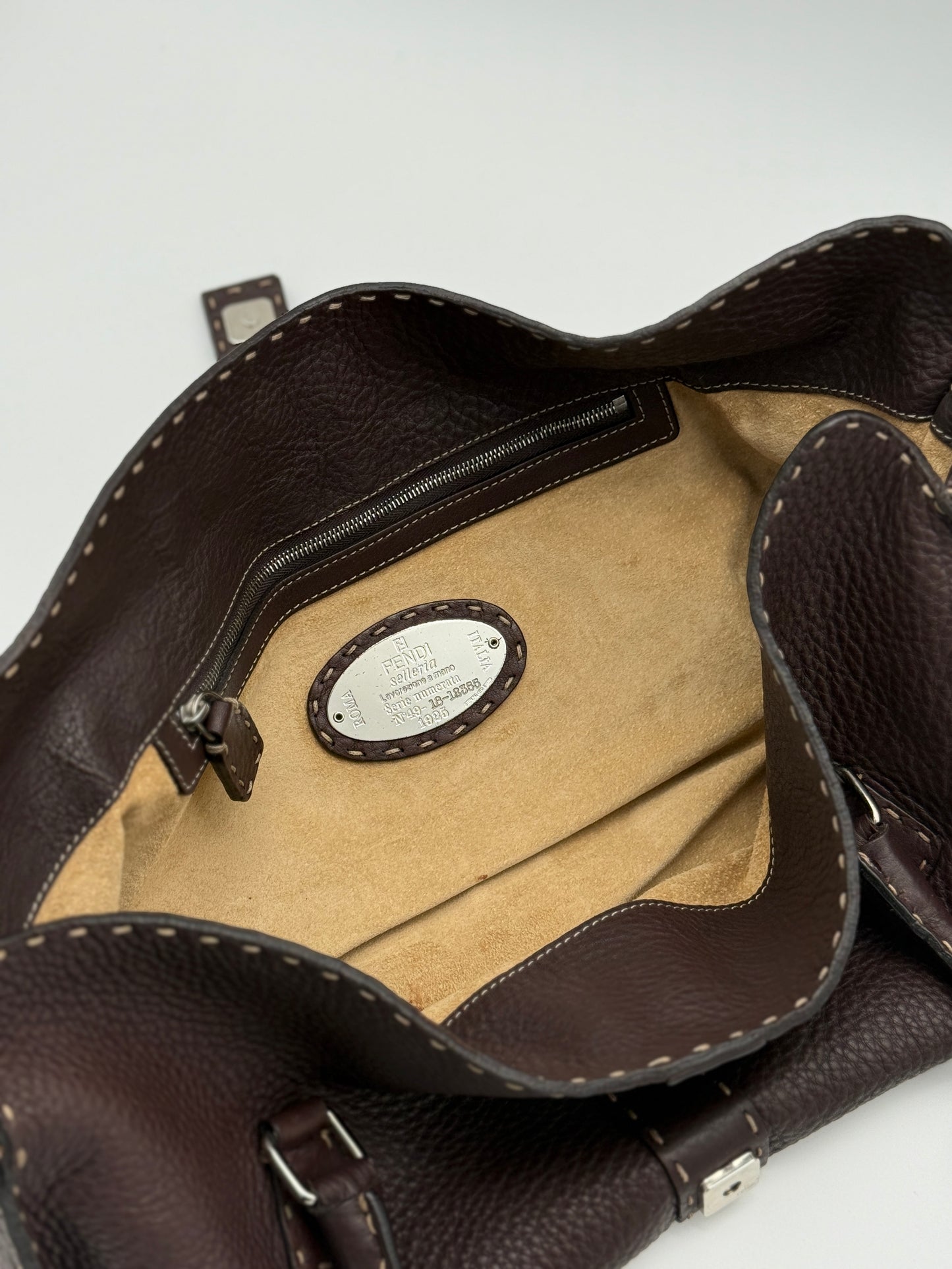Fendi Selleria Brown Leather Baguette Bag