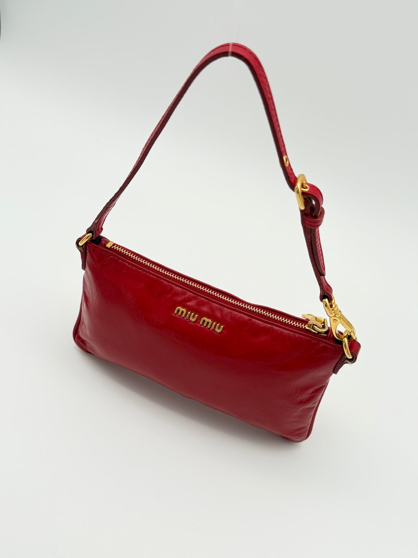 Miu Miu Red Glossy Shoulder Bag