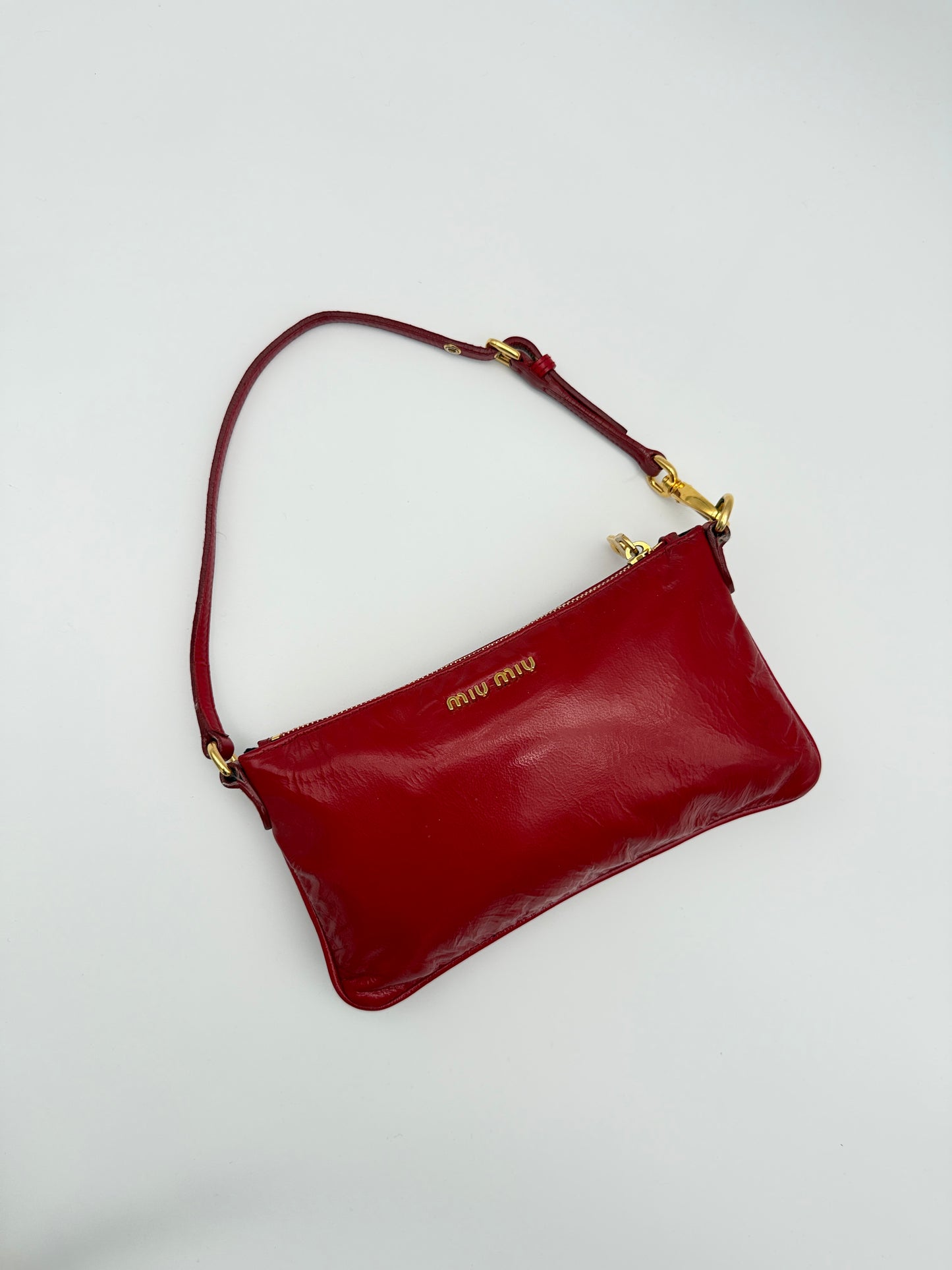 Miu Miu Red Glossy Shoulder Bag