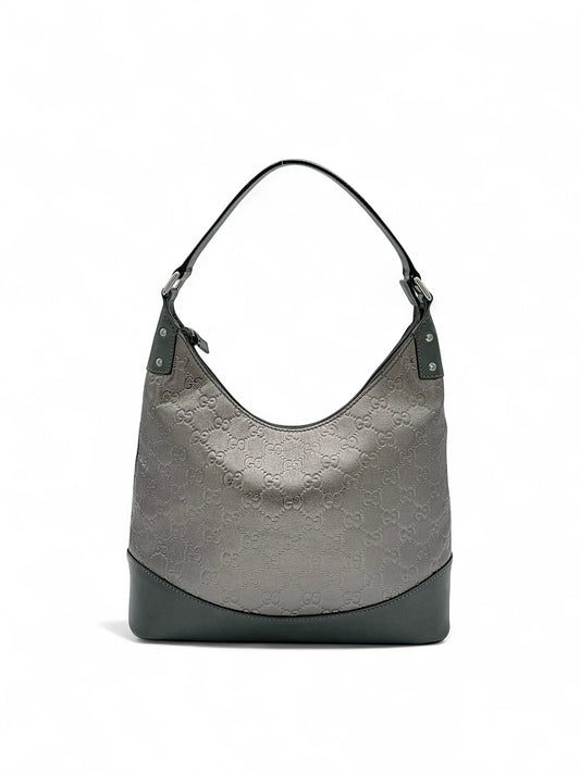 Gucci GG Leather Hobo Bag – Metallic Grey