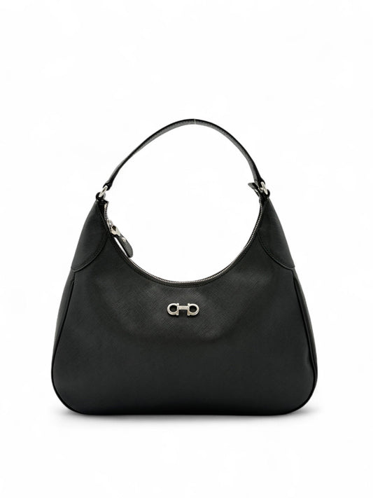 Salvatore Ferragamo Black Gancini Hobo