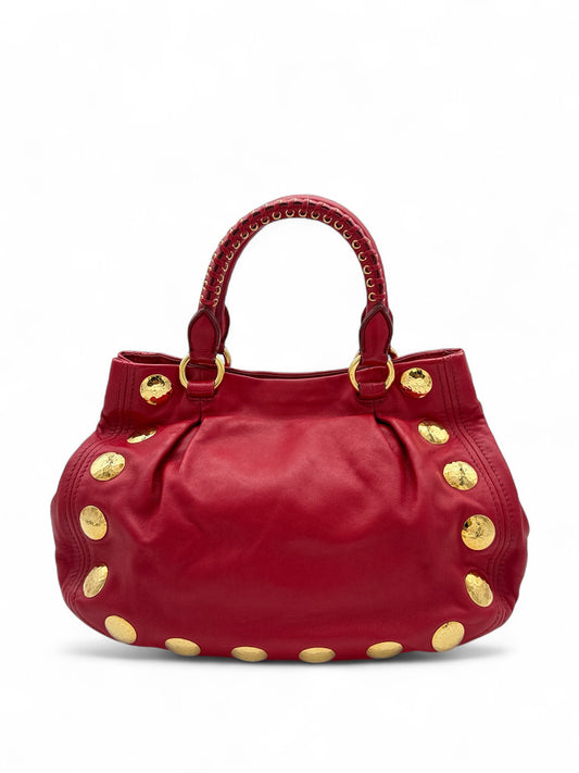 Miu Miu Red Leather Studded Bag