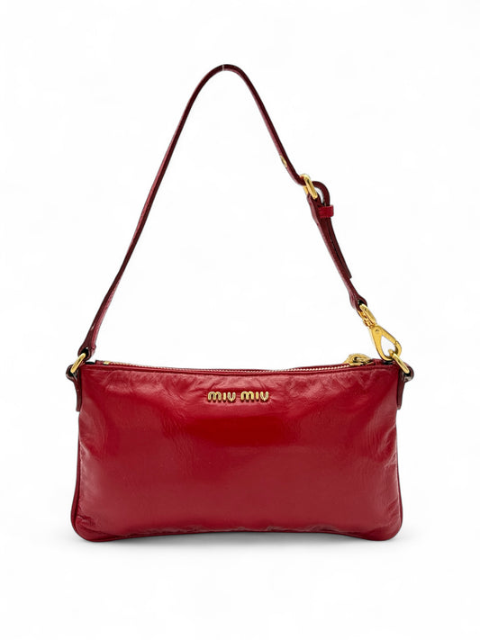 Miu Miu Red Glossy Shoulder Bag